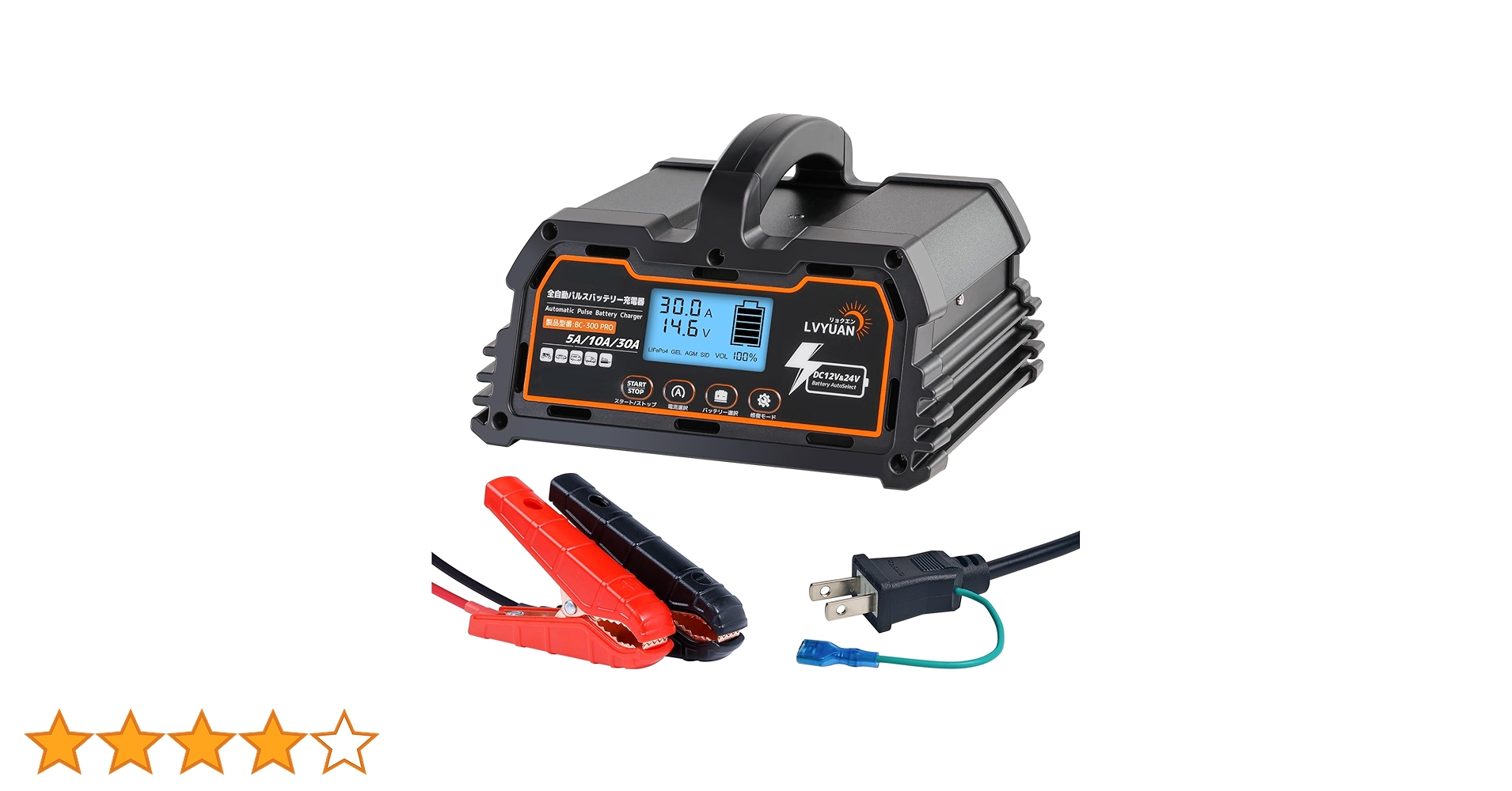 リョクエン（LVYUAN）【正規品】 全自動パルスバッテリー充電器　定格30A Amazon | リョクエン（LVYUAN）【正規品】 全自動パルス